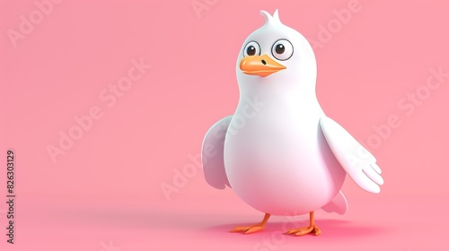 Animation of a cute 3D seagull character generated by artificial intelligence