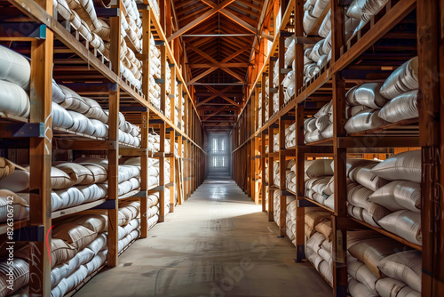 Warehouse salt supply, shelves, blankets