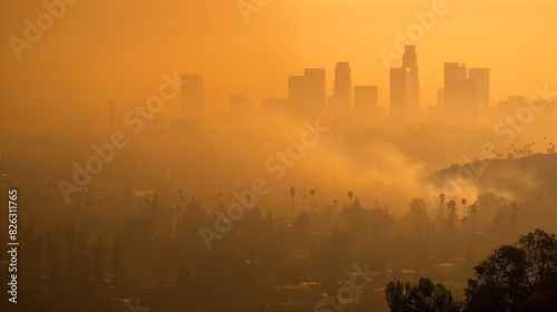 Griffith Park View: Smog & Haze from Brush Fire Concealing LA Skyline