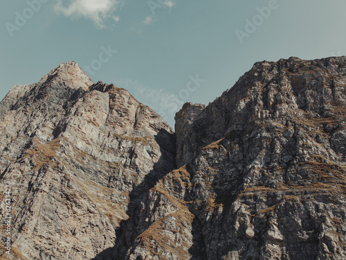 Aerial view of Rock face in San Bernardino pass in the Swiss Alps