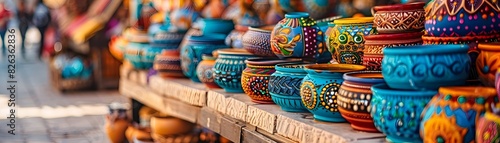 Colorful Traditional Crafts Overshadowed by Mass Produced Items in Local Market Globalization Impacts Concept