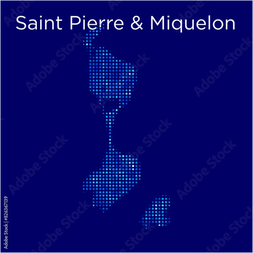 saint pierre & miquelon map with blue bg