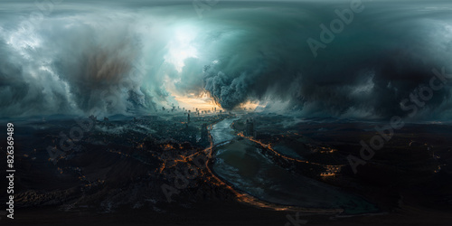 Deep storm 8K VR 360 Spherical Panorama