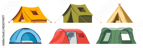 Camp tent vector. Different camping Tents