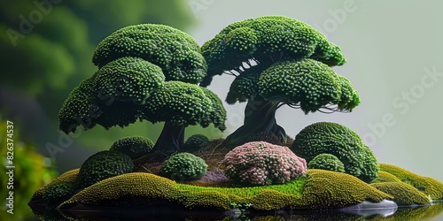 Magical Moss Covered Island with Miniature Trees