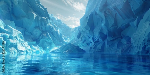 Serene Ice Cave with Water