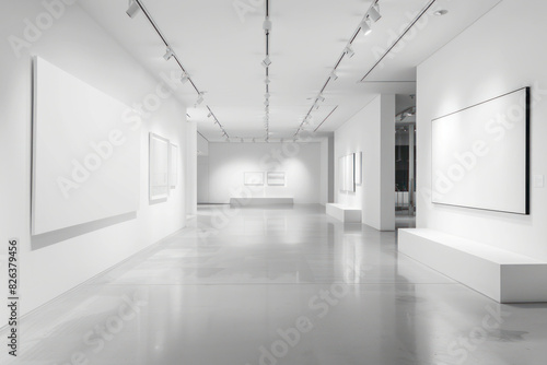 Minimalist Modern Art Gallery with Abstract Paintings