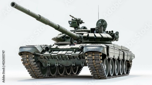 A large, green tank with a black barrel and a white base