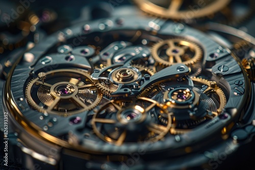 Close-up of an intricate mechanical watch movement