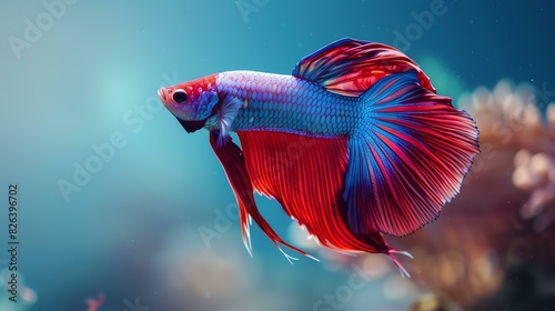 This is an image of a beautiful Siamese fighting fish, also known as a betta fish.