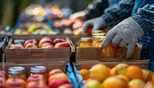 Volunteers come together to donate nutritious items like apples and canned goods in honor of national food bank day, highlighting community initiatives to fight hunger