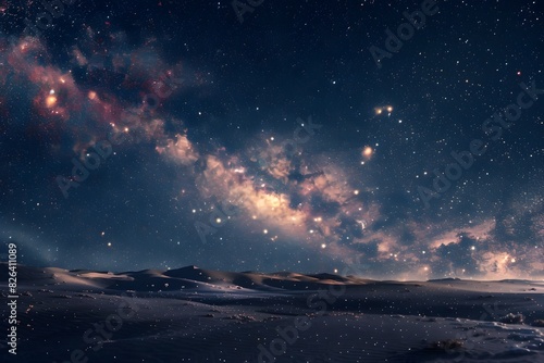 Captivating Cosmic Landscape Breathtaking Milky Way Galaxy Shining Over Enigmatic Desert Terrain