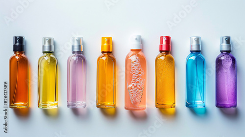 Range of body sprays and deodorants isolated on white background