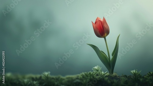 Simple depiction of a tulip bud with a heartfelt message