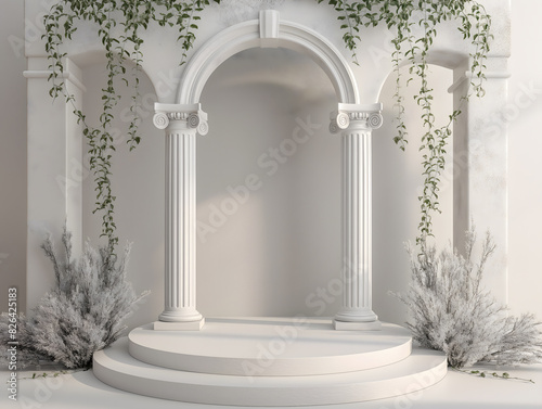 Podium Display for product presentation,Abstract background.
