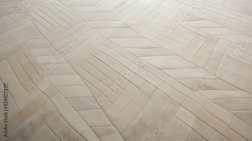 A modern, geometric-patterned rug in a neutral color with a subtle pattern and a soft material and a natural fiber