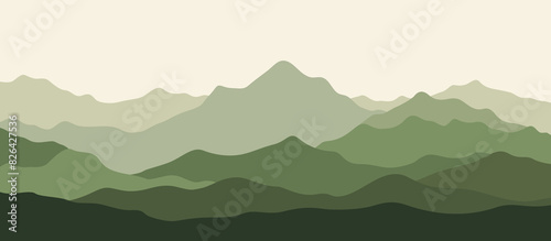  nature landscape background.wall art vector. Foliage line art drawing with abstract shape.Plant Art design for print, cover, wallpaper, Minimal and natural wall.