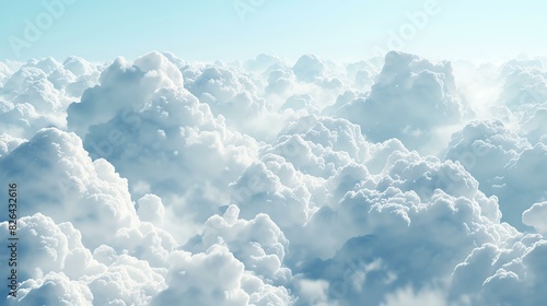 A beautiful day to fly. The sky is filled with white clouds. The sun is shining brightly. The clouds are fluffy and look like cotton balls.
