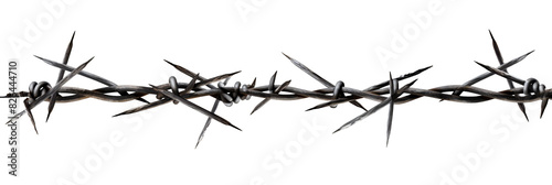 Close-up of barbed wire against transparent background