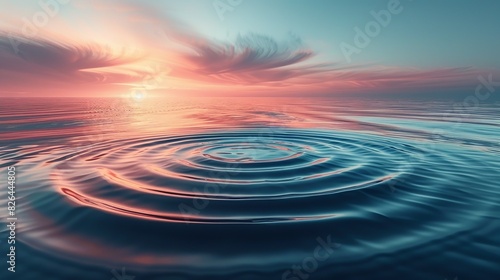 A serene water background with concentric circles of ripples blending into geometric patterns, evoking calm and modernity.