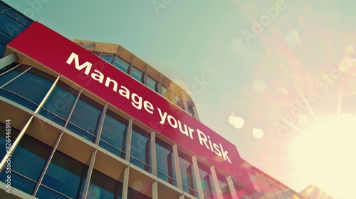 Manage Your Risk. A commercial building displaying a sign that reads Manage Your Risk to promote risk management practices