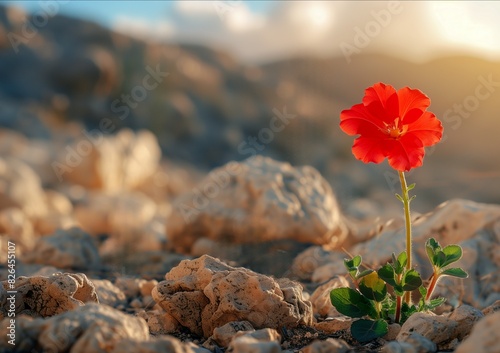 flower on the rocks, flower in the desert, sentimental, hopeful, 