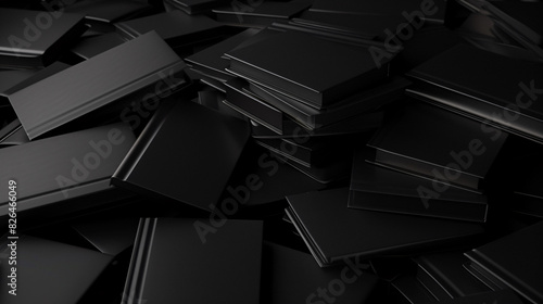 a pile of black books