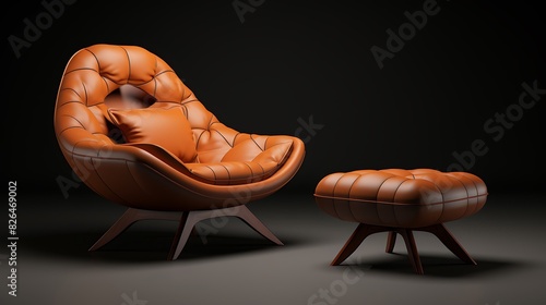 A comfortable armchair with a matching ottoman