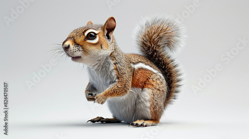 3D image of a standing squirrel on a white background