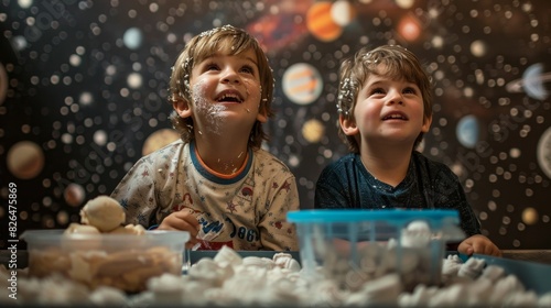 Children Playing and Learning in Space-themed Room
