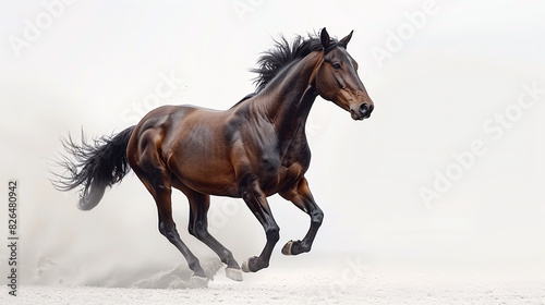 Elegant horse trotting on a white background