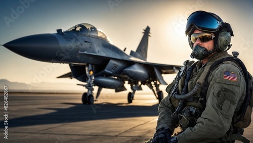 Fighter Pilot Ready for Mission at Military Airbase" 