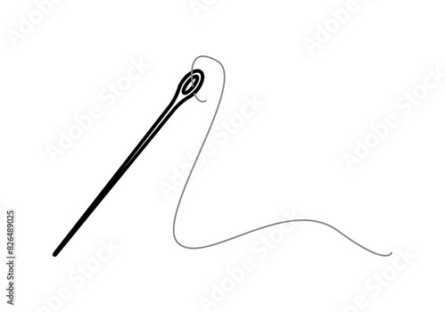 Icono negro de aguja con hilo.