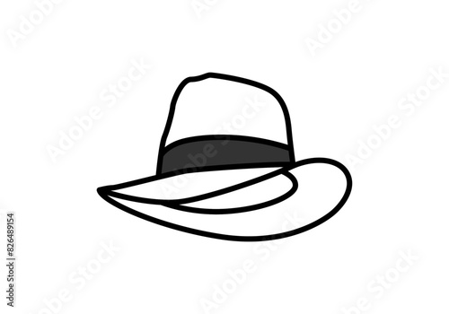 Icono negro de sombrero en fondo blanco.