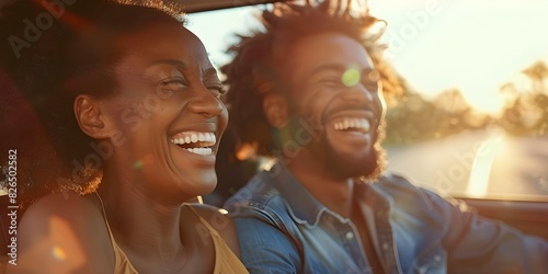 A couple laughing joyfully on a car ride. Concept Outdoor Photoshoot, Joyful Portraits