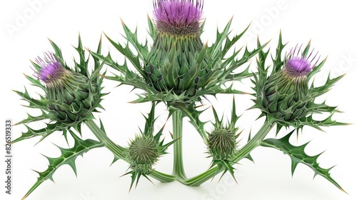 Milk Thistle Isolated on White Background