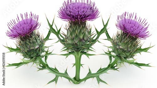 Milk Thistle Isolated on White Background