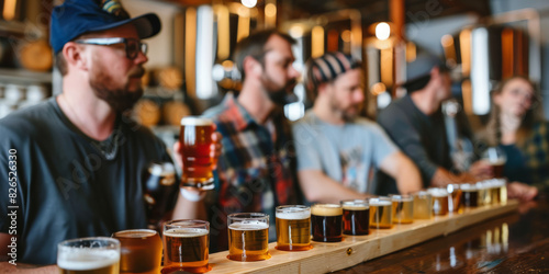 a craft brewery tour with people tasting different types of beer