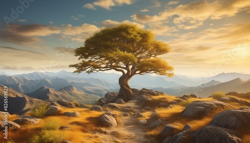 "Echoes of Tranquility: The Serenity of a Lonely Tree in the Landscape"