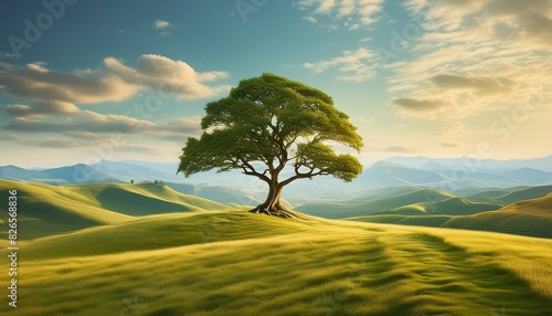 "Echoes of Tranquility: The Serenity of a Lonely Tree in the Landscape"