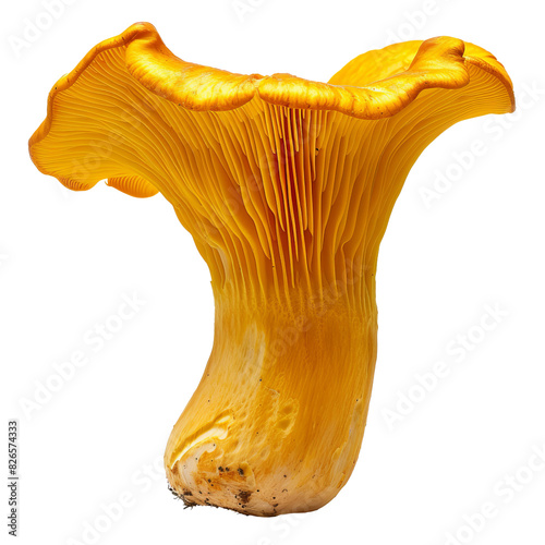 Golden Chanterelle Mushroom with Bright Yellow-Orange Cap