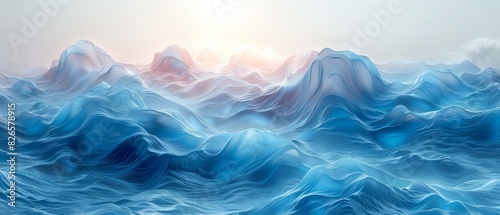 Wave background. The tranquil fusion of aquamarine and sky blue radiates a peaceful, serene atmosphere.