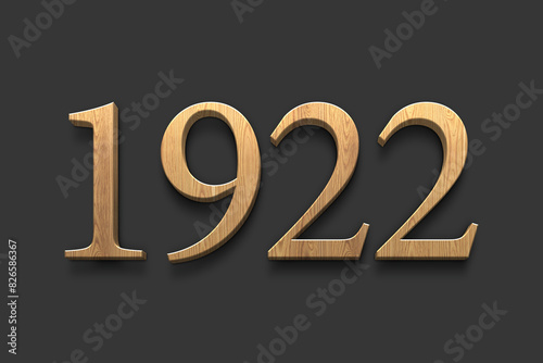 3D wooden logo of number 1922 on dark grey background.