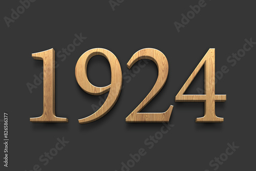 3D wooden logo of number 1924 on dark grey background.