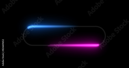 Neon retro style name placeholder neon sign board. Empty title space intro reveals shiny glowing rectangular frames for nightclubs, motels, and hotels. Circus billboard shows opener credit role asset.