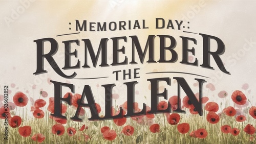 A banner with the inscription "Memorial Day: remember the fallen", made in bright contrasting colors.