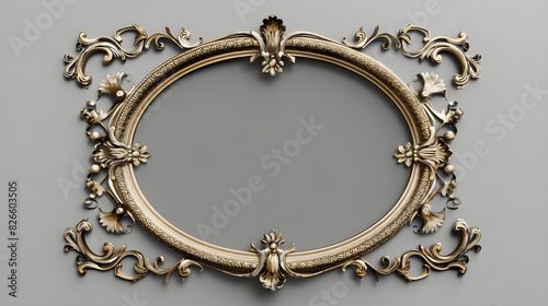 An lonely antique frame on a clear backdrop 