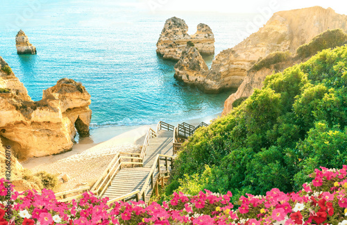 Beautiful beach at Algarve, Portugal - Summer vacation concept.