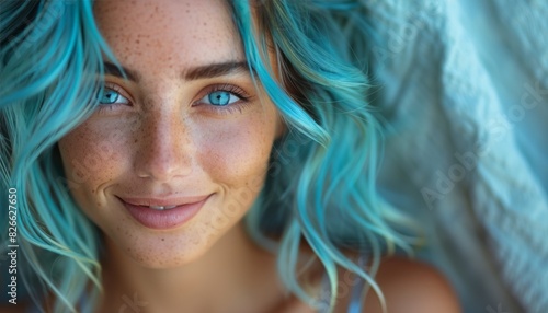 Close Up of a Person With Blue Hair