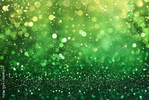 A mesmerizing image of green glitter particles on a solid green background, creating a cohesive and sparkling effect.